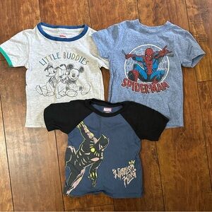 Marvel Kids' Black Panther & Spider-Man + Disney Mickey Mouse T-Shirt bundle 3T